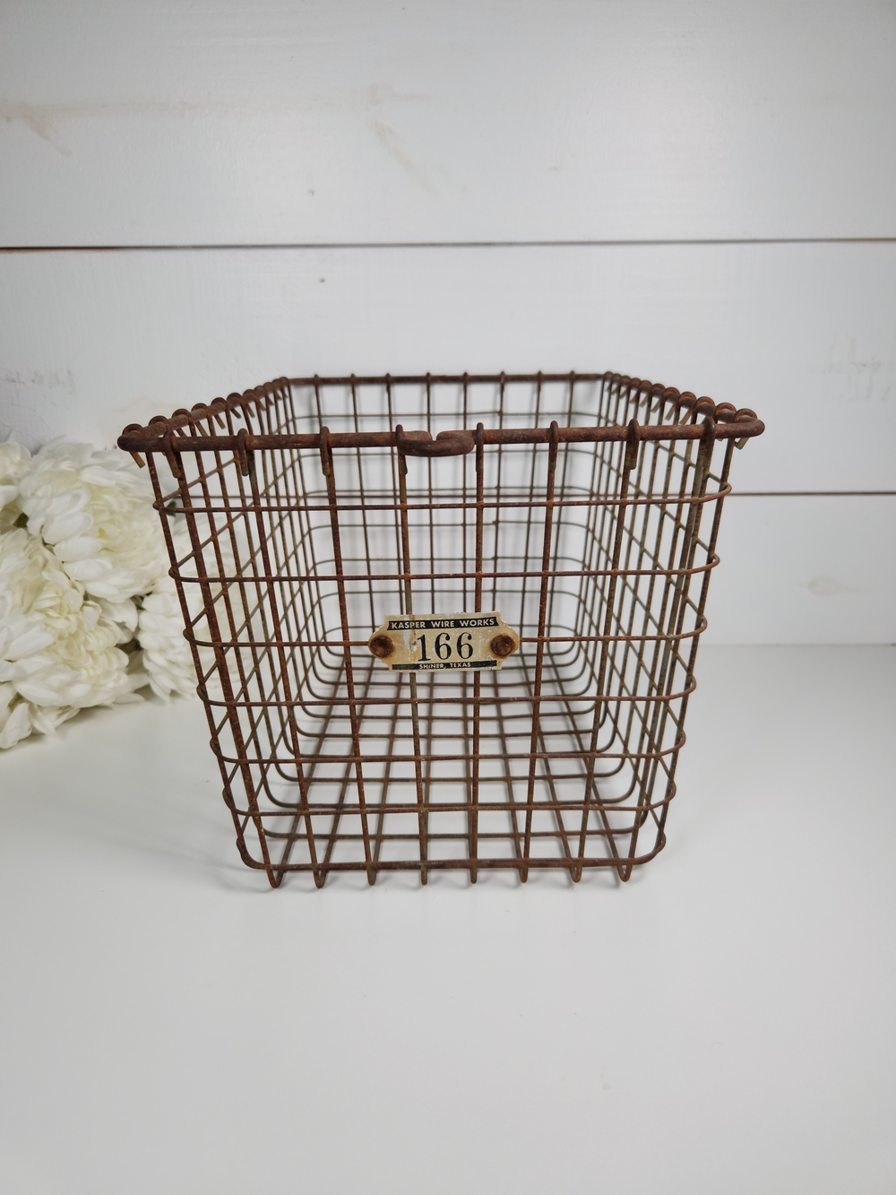 Vintage Locker Room Metal Wire Basket #166 | Rusty Metal Industrial Bin